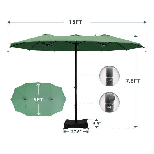 15-foot Large Outdoor Patio Umbrella with Base